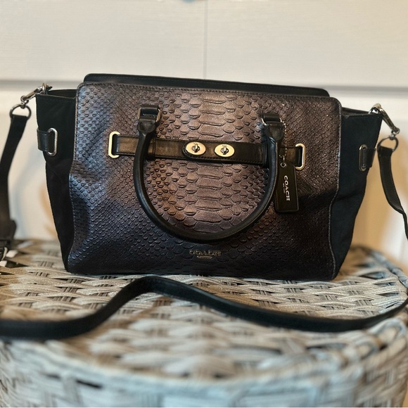 COACH BLAKE Carryall Exotic Python Embossed Black Purse/Shoulder Bag - Picture 2 of 11